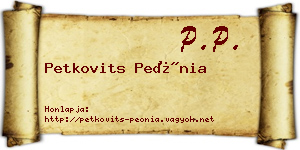 Petkovits Peónia névjegykártya